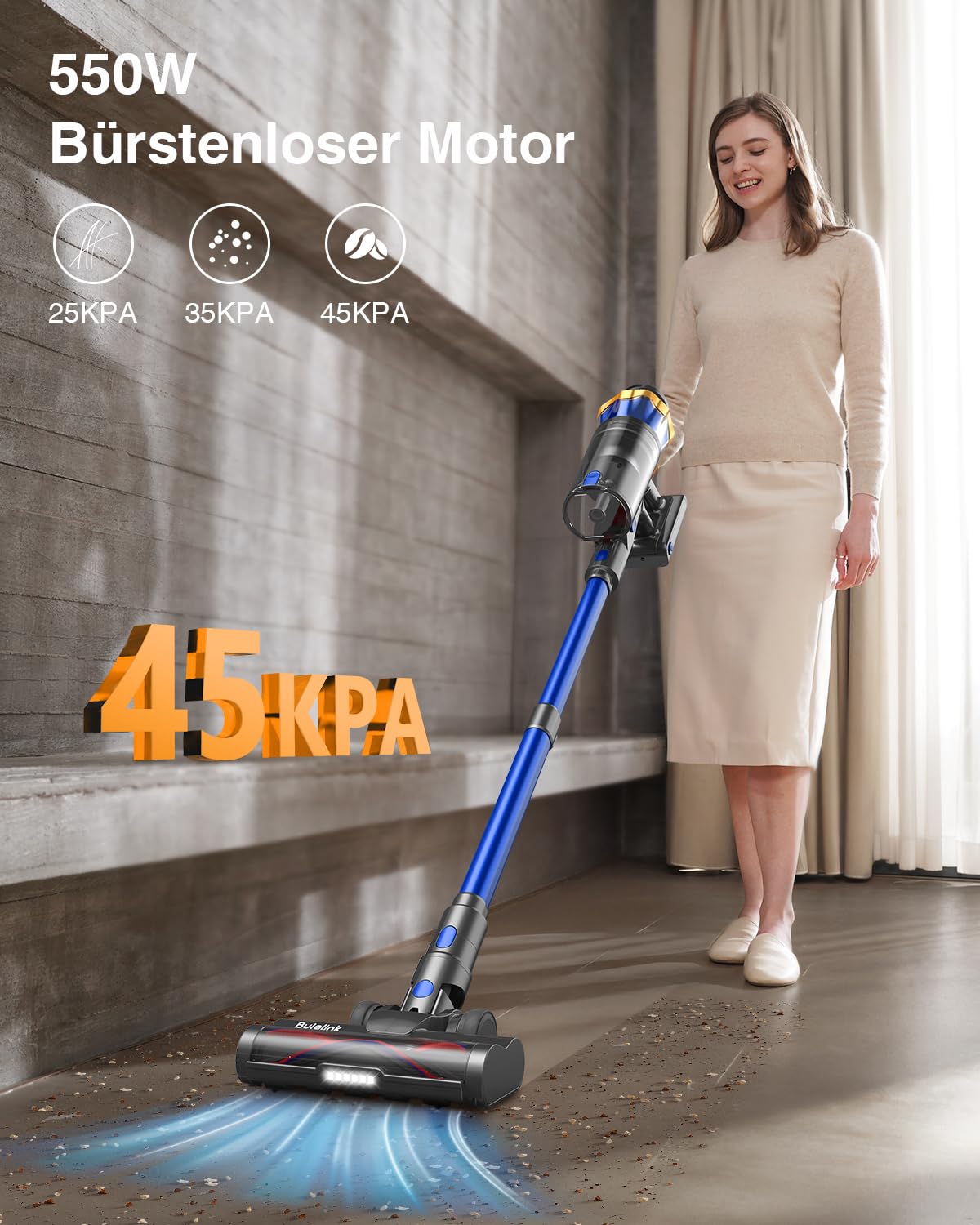 Kabelloser Staubsauger 65 Min Laufzeit mit Display